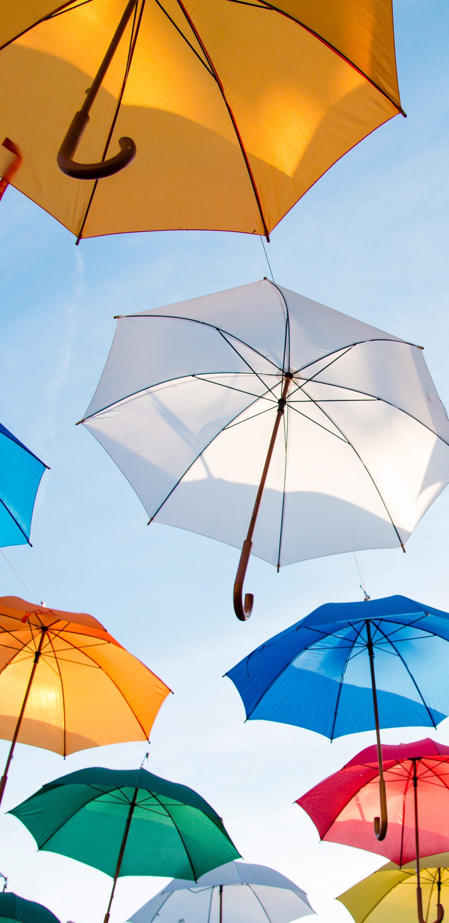 White and Red Umbrella Lot. Wallpaper in 1440x2960 Resolution