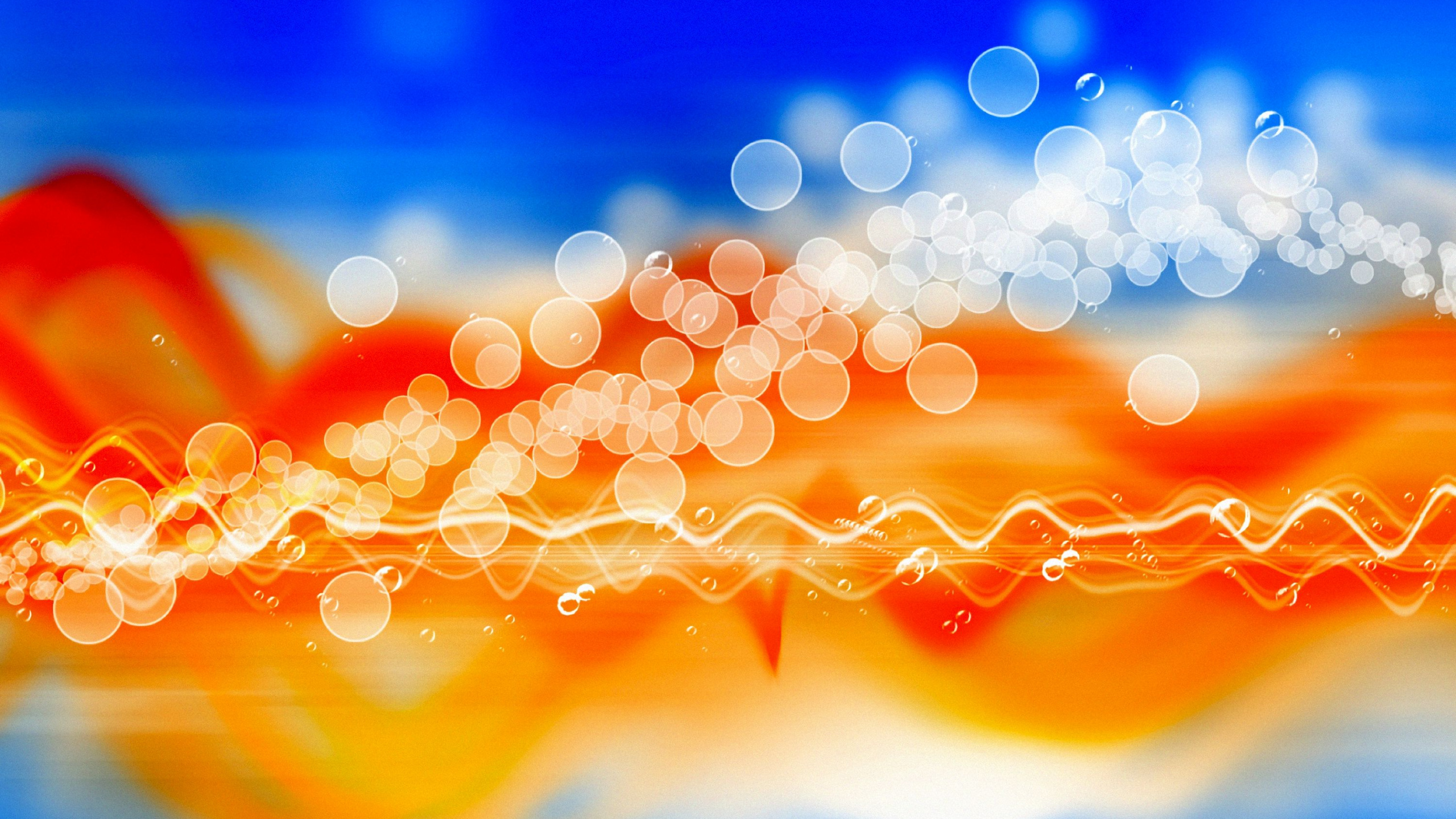 Blaues Und Oranges Helles Bokeh. Wallpaper in 2560x1440 Resolution