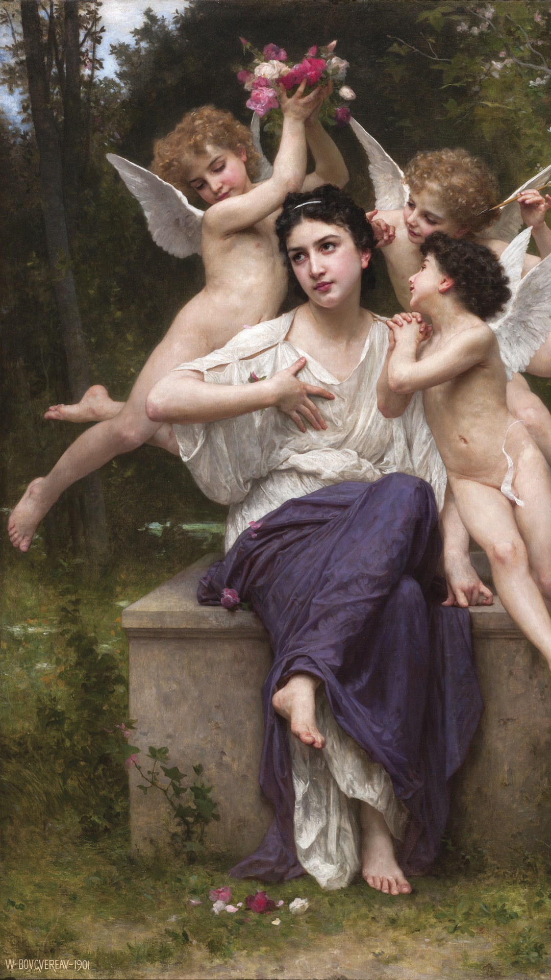 3 Femmes en Robe Bleue Assises Sur un Banc en Béton Marron. Wallpaper in 1080x1920 Resolution