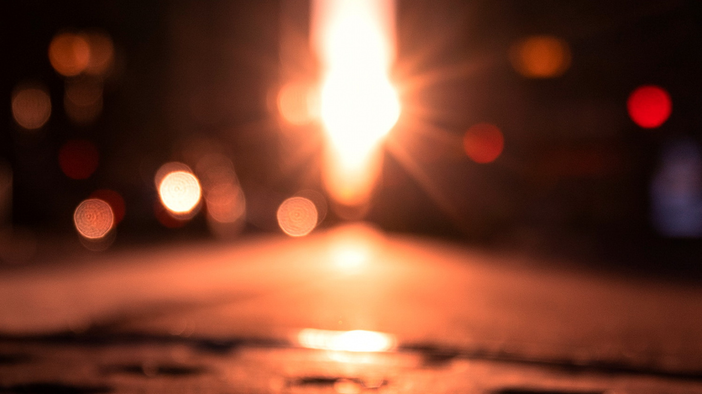 管, 琥珀色, 车灯, 沥青, 木 壁纸 1366x768 允许