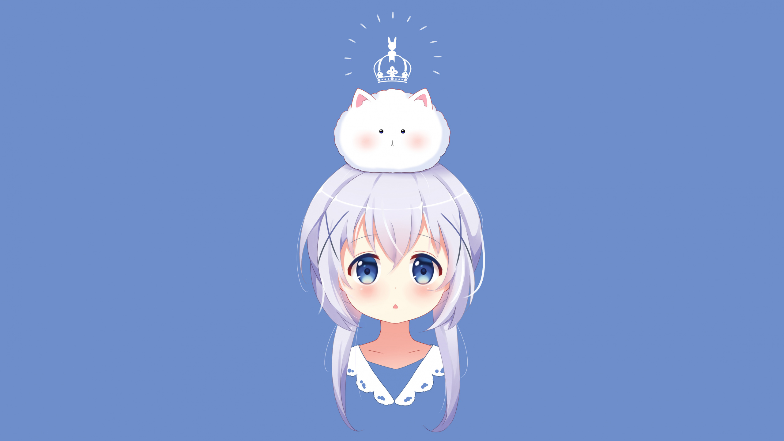 Chica en Vestido Azul y Blanco Personaje de Anime. Wallpaper in 2560x1440 Resolution