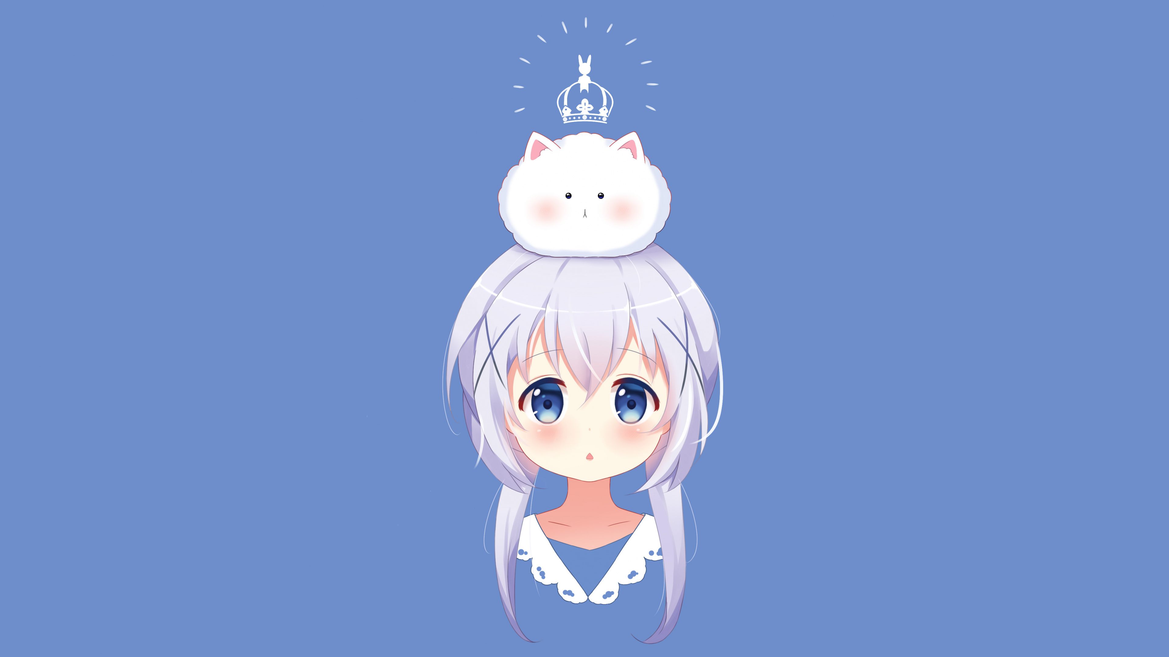 Chica en Vestido Azul y Blanco Personaje de Anime. Wallpaper in 3840x2160 Resolution