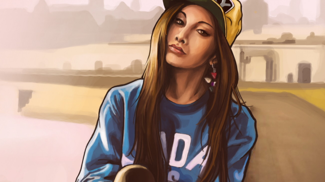 Frau in Blau-weißer Jacke Und Schwarzer Hose, Die Tagsüber Auf Braunem Sand Sitzt. Wallpaper in 1280x720 Resolution