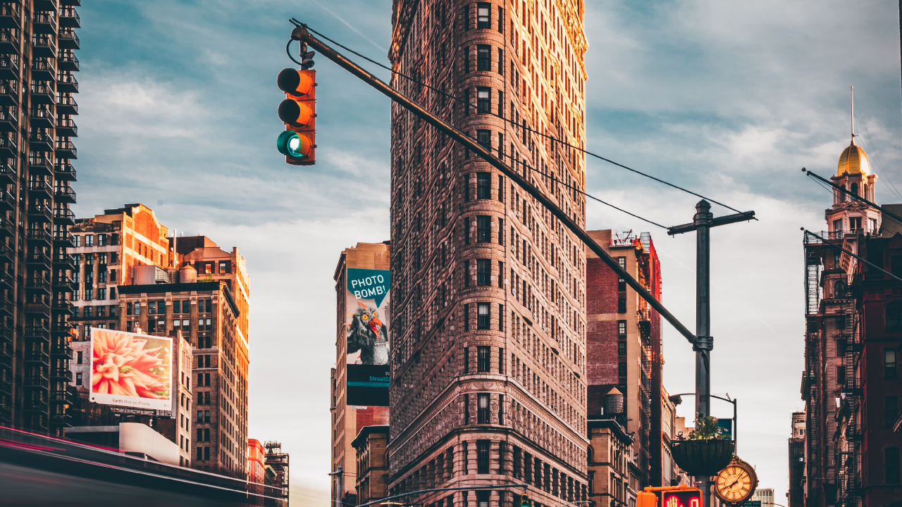 New York, Madison Square Park, Flatiron Building, Central Park, Union Square. Wallpaper in 1280x720 Resolution