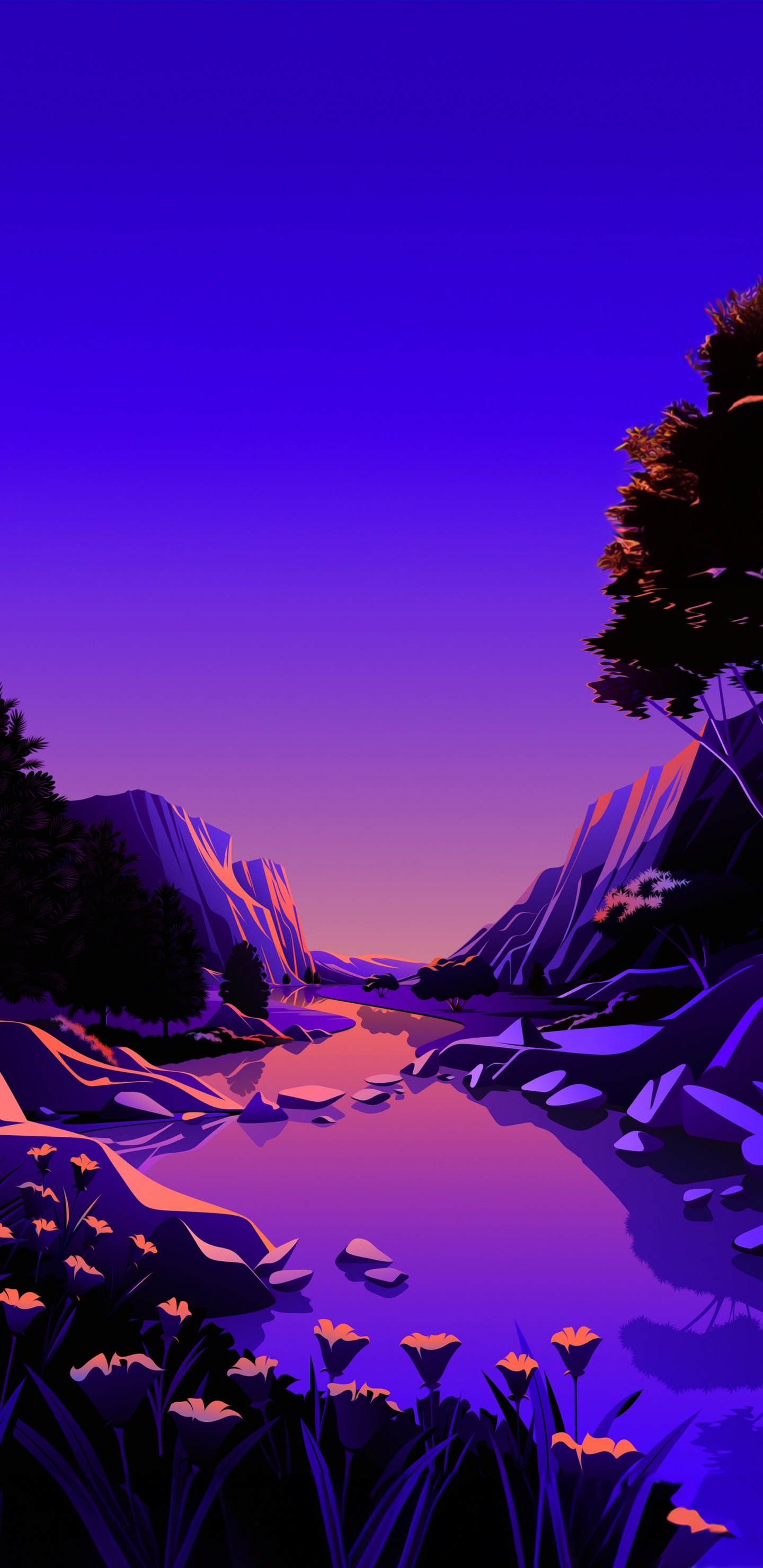 Abbildung Der Apfellandschaft, Äpfeln, Illustration, Naturlandschaft, Purpur. Wallpaper in 1440x2960 Resolution