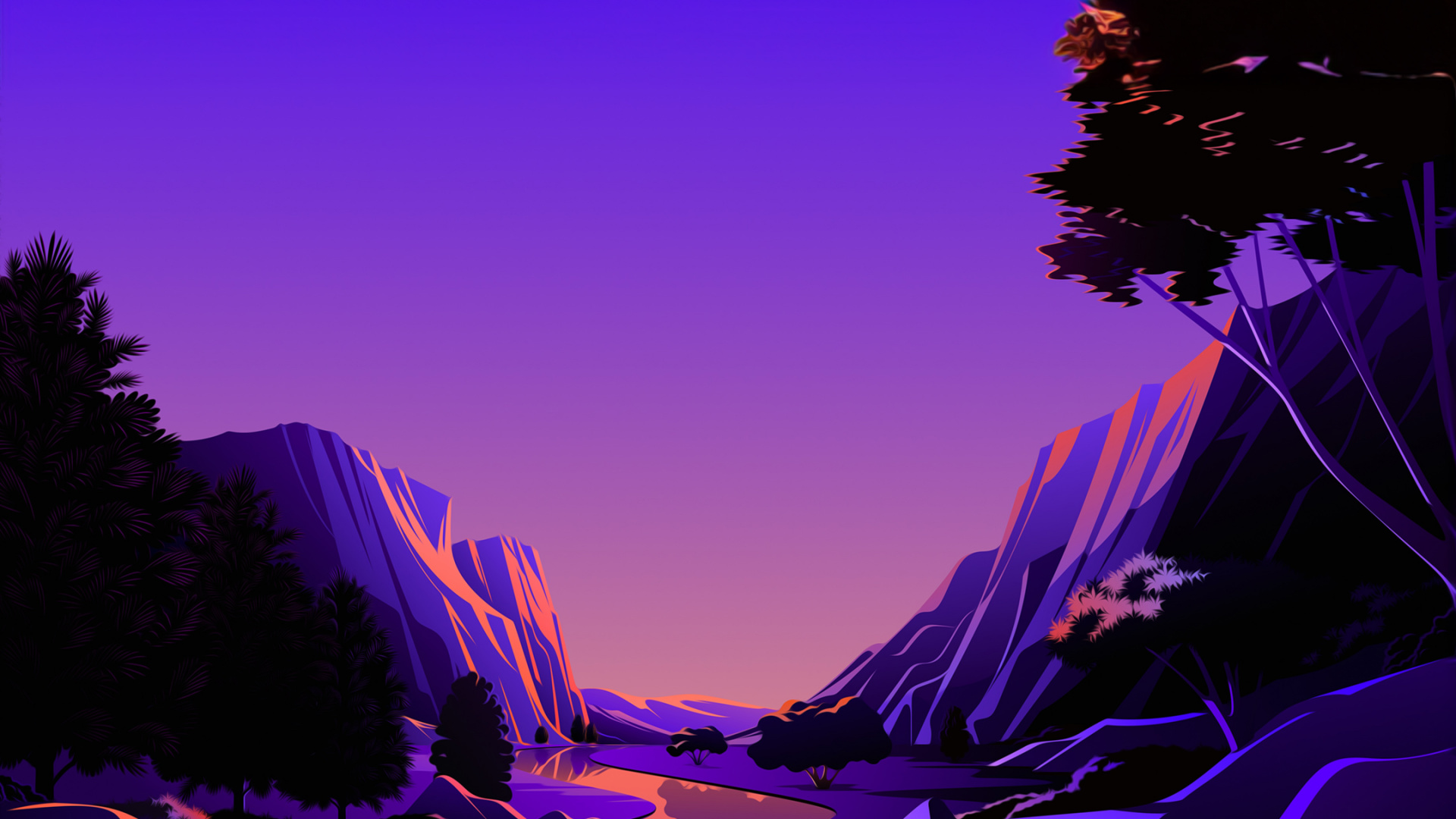 Ilustración de Paisaje de Manzana, Manzana, Ilustración, Paisaje Natural, Morado. Wallpaper in 1920x1080 Resolution