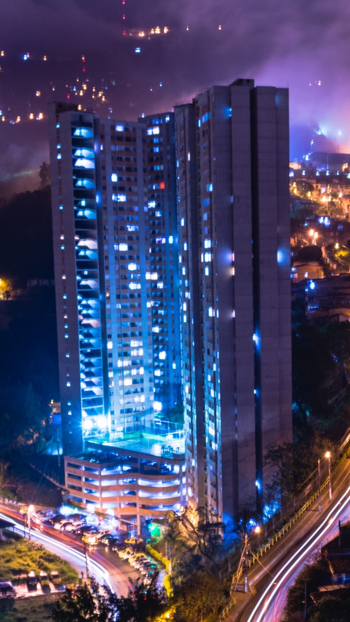 City Buildings During Night Time. Wallpaper in 720x1280 Resolution