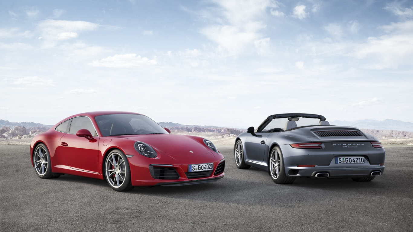 Red Porsche 911 on Gray Asphalt Road During Daytime. Wallpaper in 1366x768 Resolution