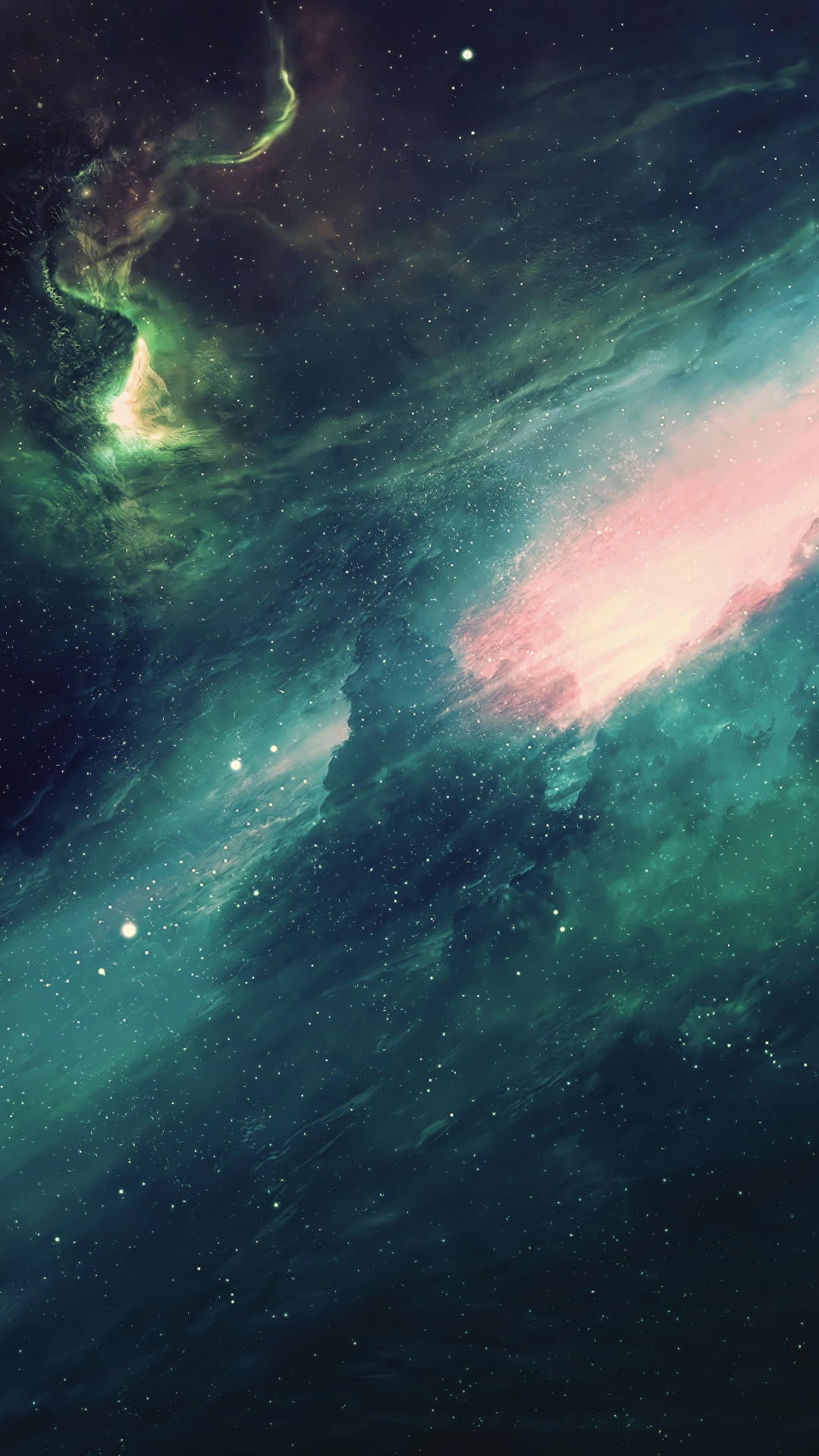 Green and Black Galaxy Illustration. Wallpaper in 1080x1920 Resolution