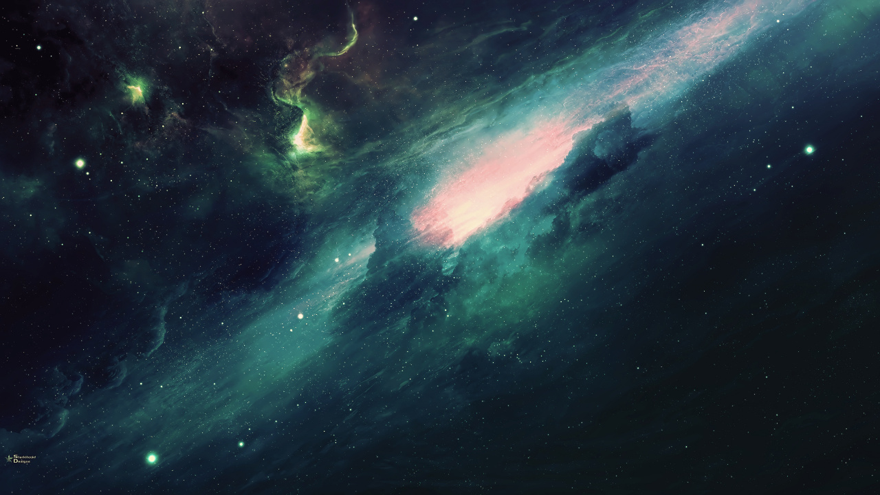 Green and Black Galaxy Illustration. Wallpaper in 1280x720 Resolution