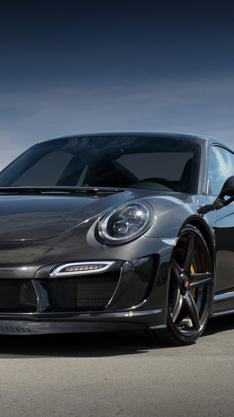 Porsche 911 Negro en la Carretera Durante el Día. Wallpaper in 750x1334 Resolution
