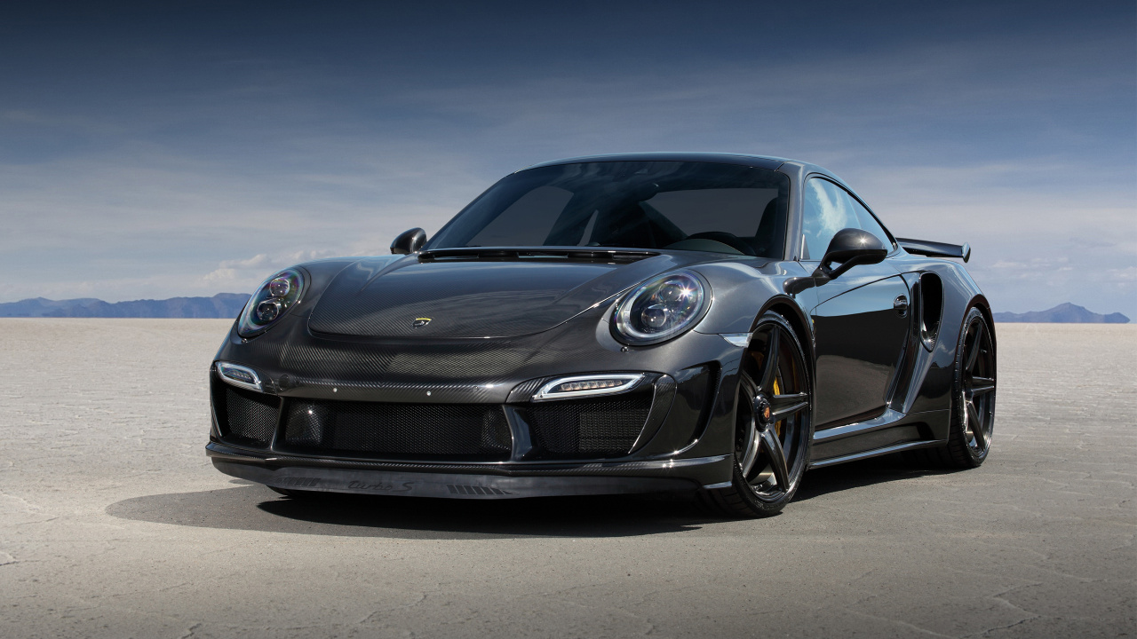 Porsche 911 Noire Sur Route Pendant la Journée. Wallpaper in 1280x720 Resolution