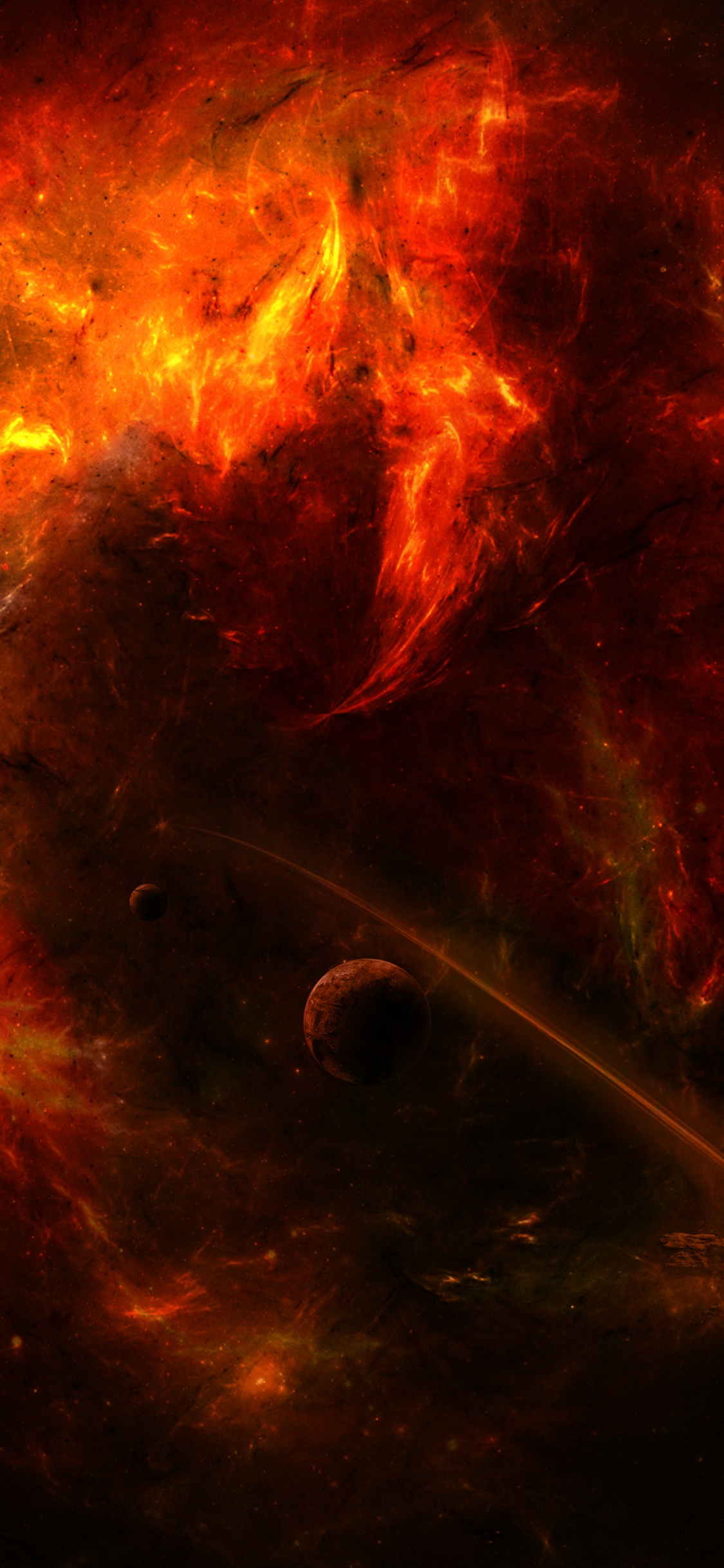 Peinture Abstraite Rouge et Noire. Wallpaper in 1125x2436 Resolution