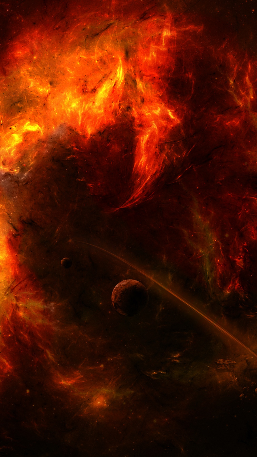 Red and Black Abstract Painting. Wallpaper in 1080x1920 Resolution