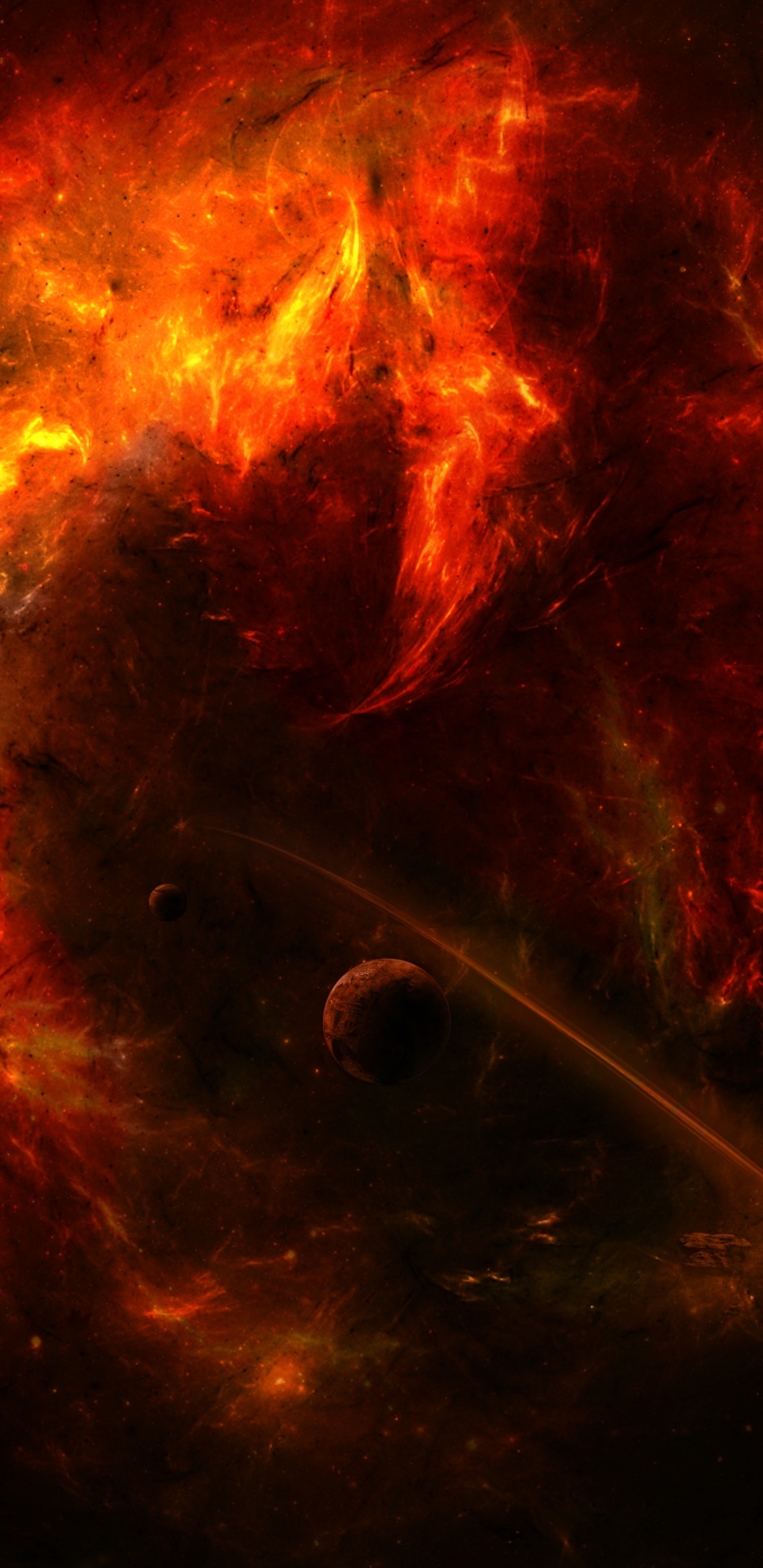 Rote Und Schwarze Abstrakte Malerei. Wallpaper in 1440x2960 Resolution