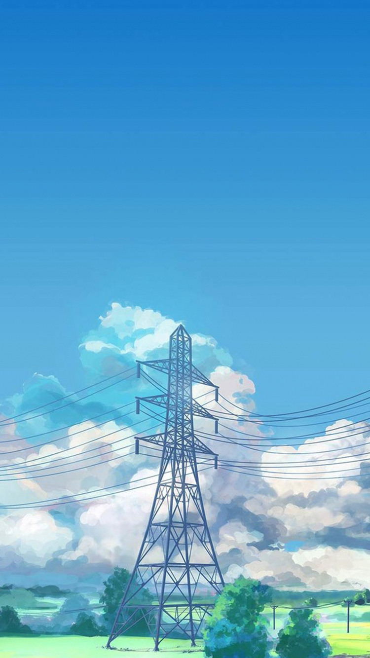 White Clouds Over Green Grass Field. Wallpaper in 750x1334 Resolution