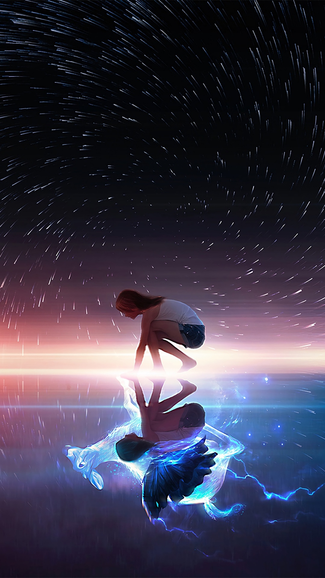 Man in White Shirt and Brown Pants Lying on Water. Wallpaper in 1080x1920 Resolution