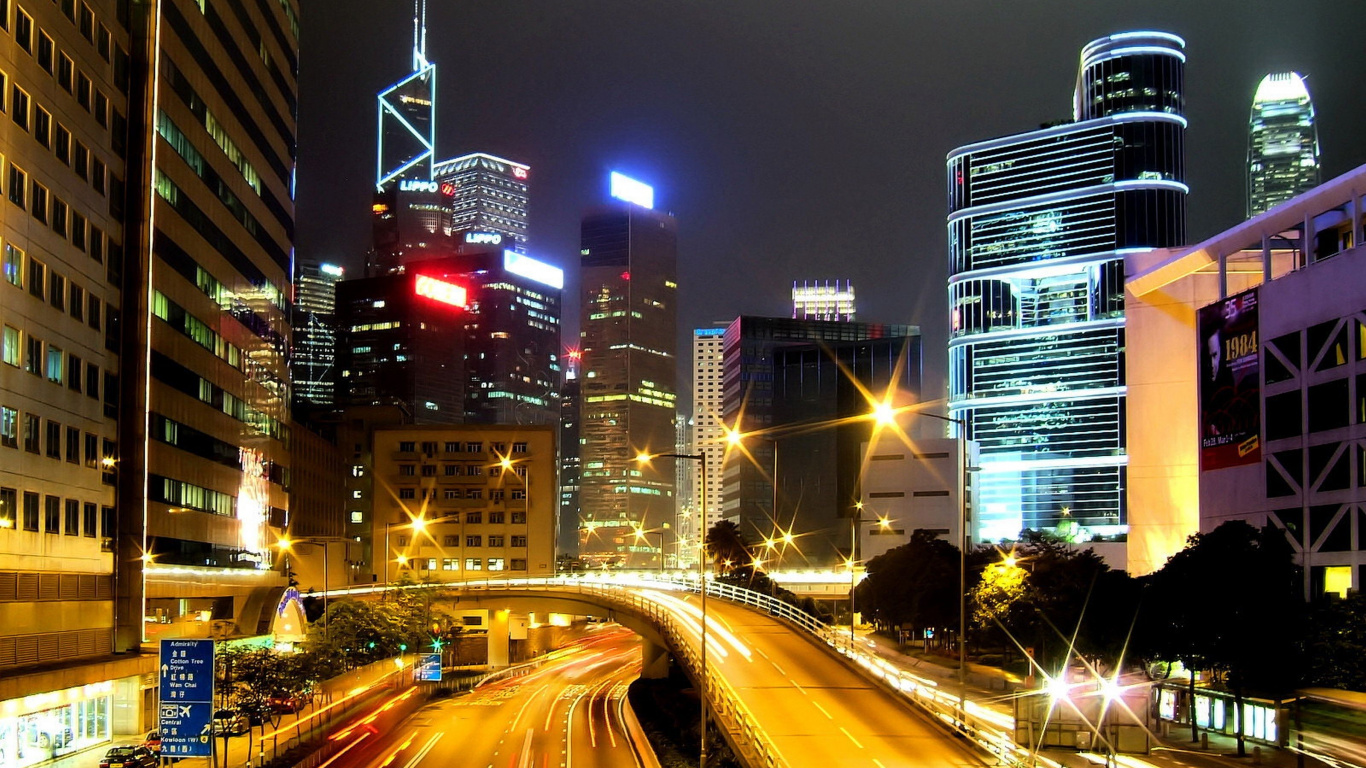 Time Lapse Photography of City During Night Time. Wallpaper in 1366x768 Resolution