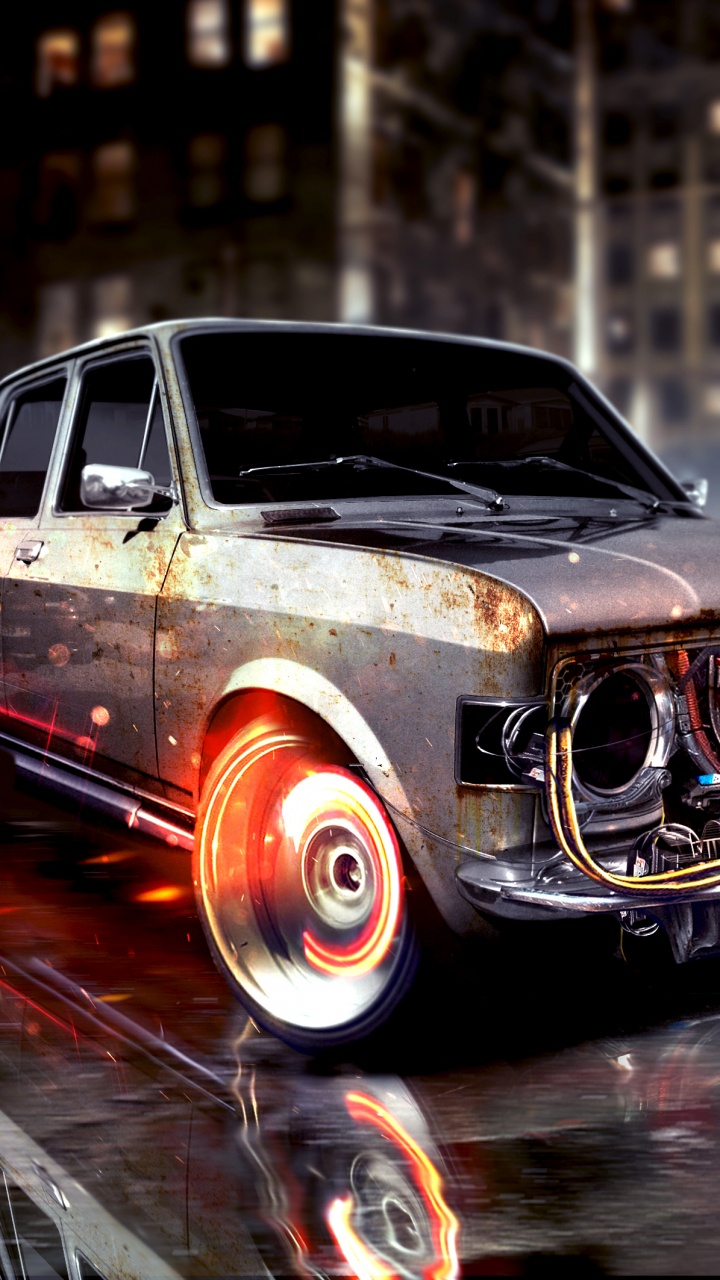 Muscle Car Rouge et Noir. Wallpaper in 720x1280 Resolution