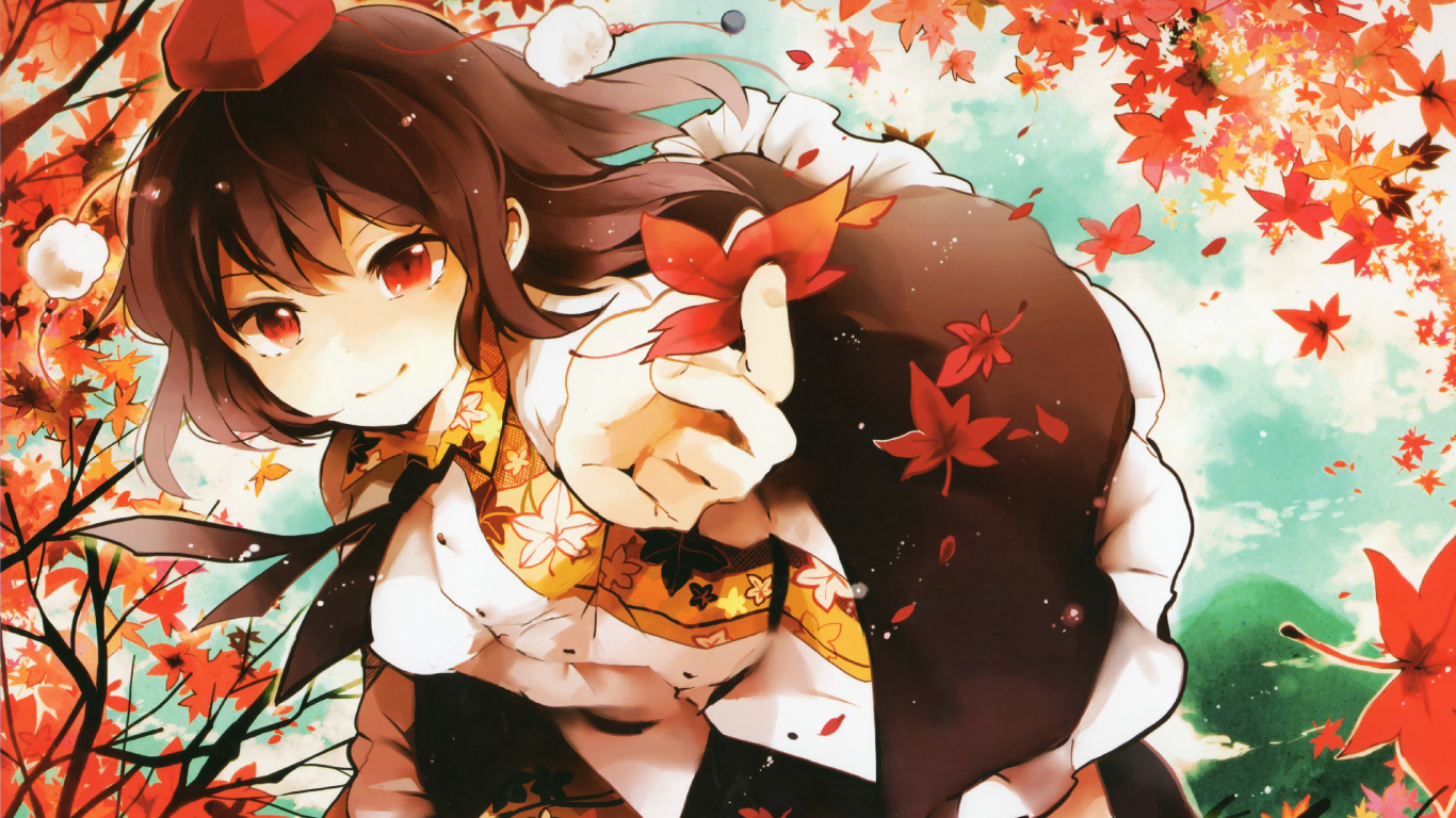 Brown Haired Female Anime Character. Wallpaper in 1366x768 Resolution