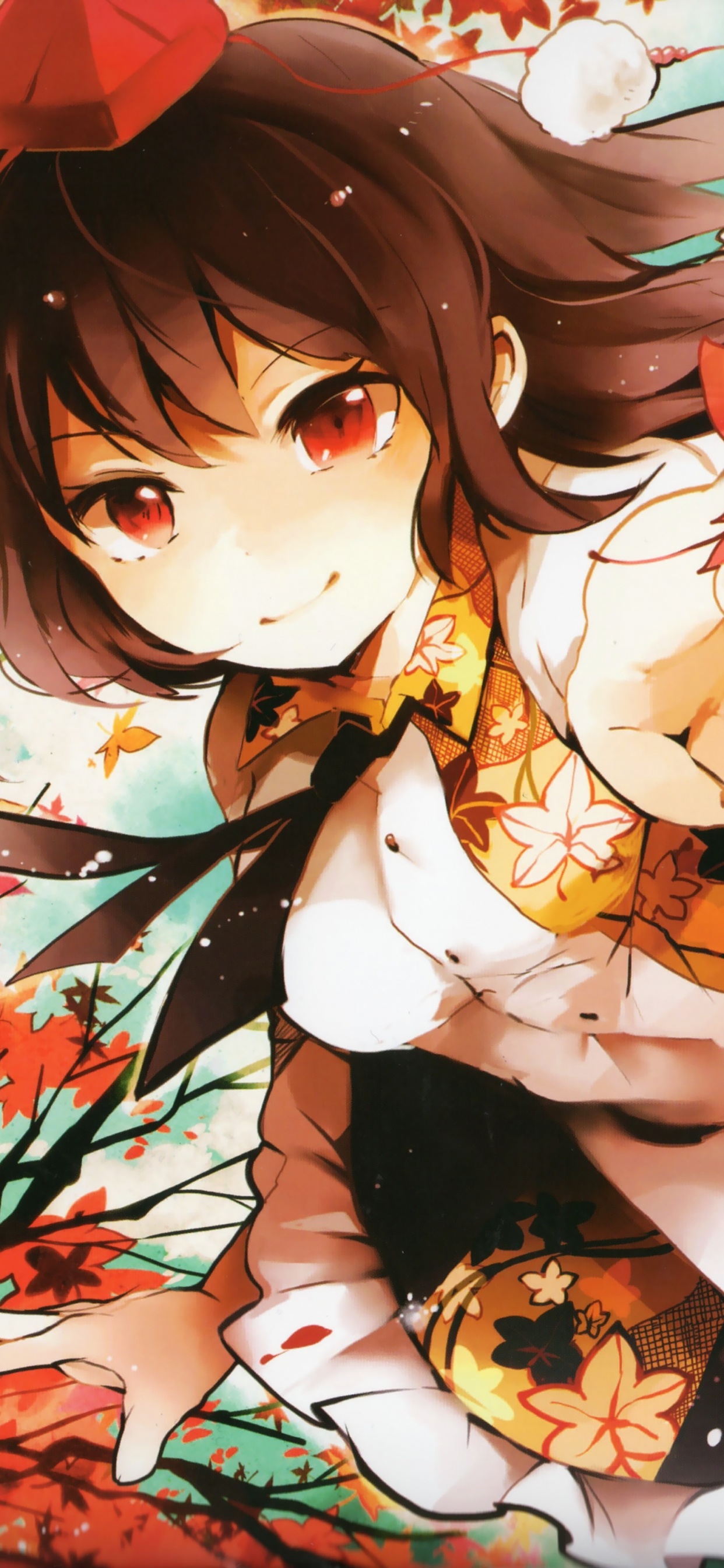 Braunhaarige Weibliche Anime-Figur. Wallpaper in 1242x2688 Resolution