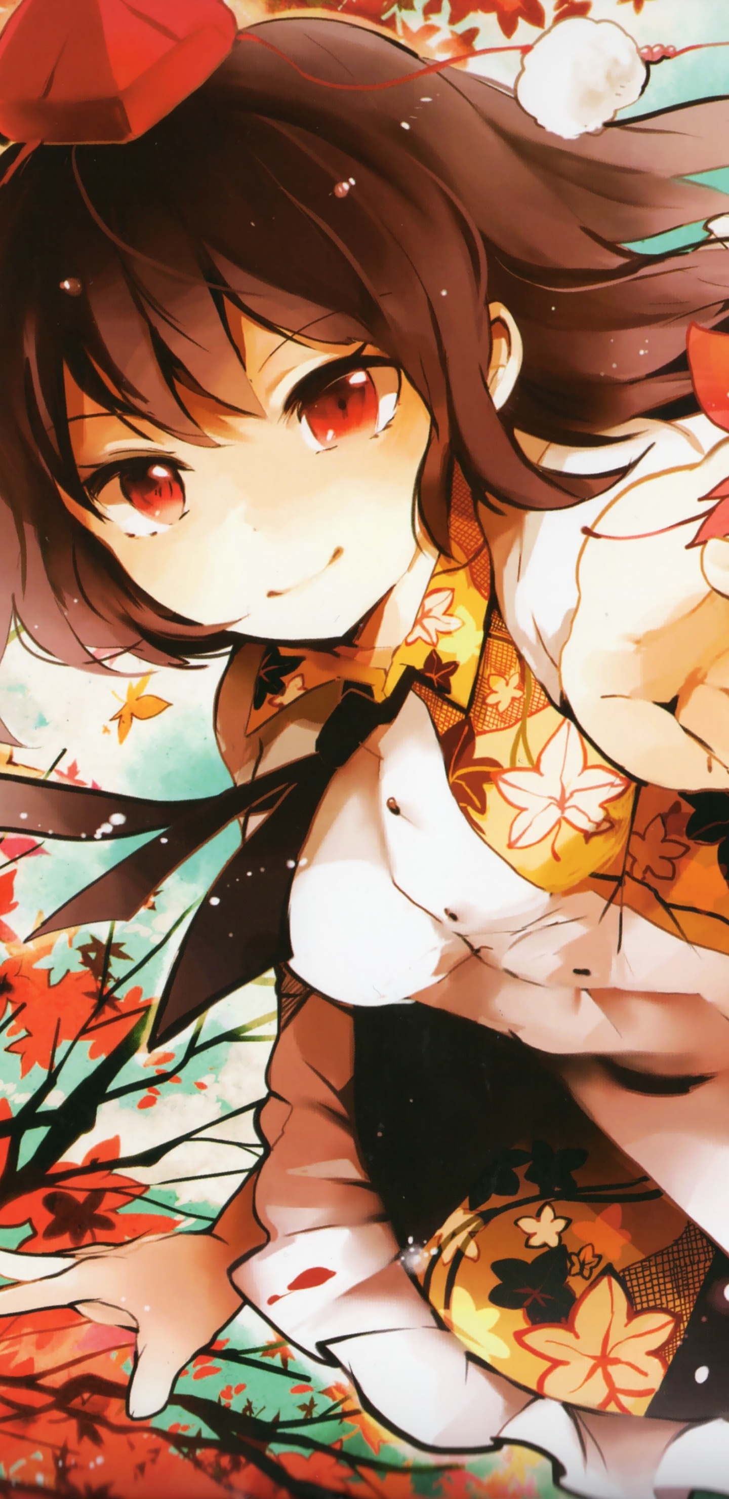 Braunhaarige Weibliche Anime-Figur. Wallpaper in 1440x2960 Resolution