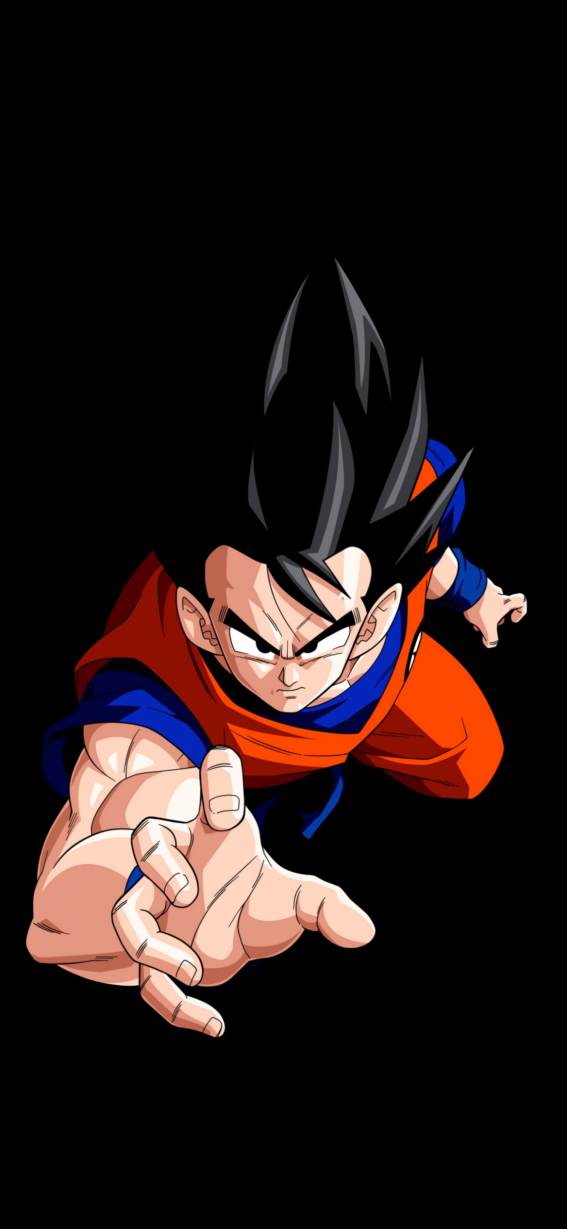 Goku, Anime, Amoled, Dedo, Animación. Wallpaper in 1125x2436 Resolution