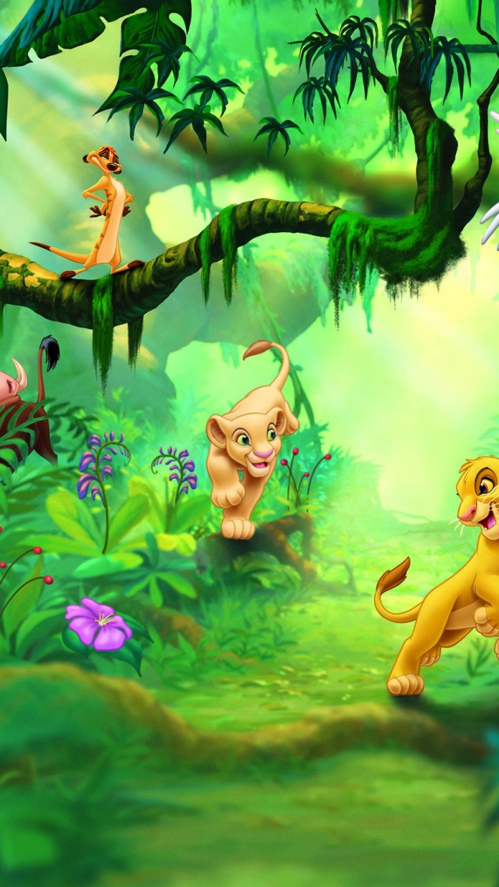 辛巴, Nala, 壁画, 狮子王, 丛林 壁纸 720x1280 允许