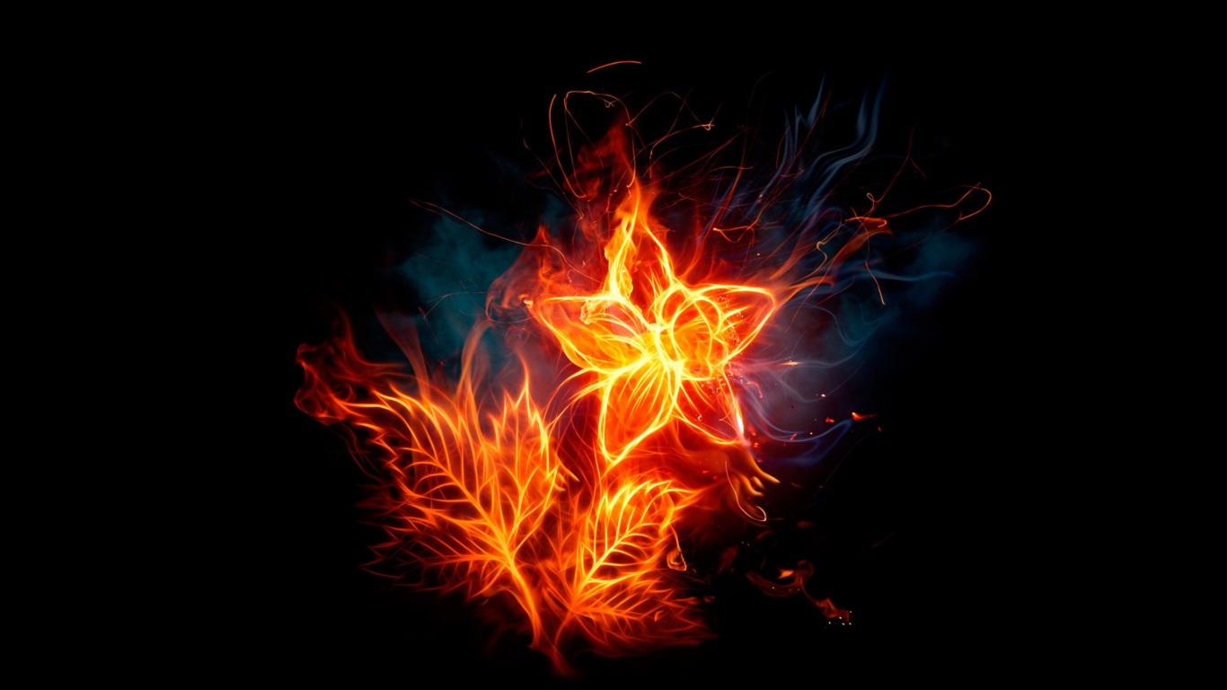 Feu Orange et Rouge Dans le Noir. Wallpaper in 1366x768 Resolution