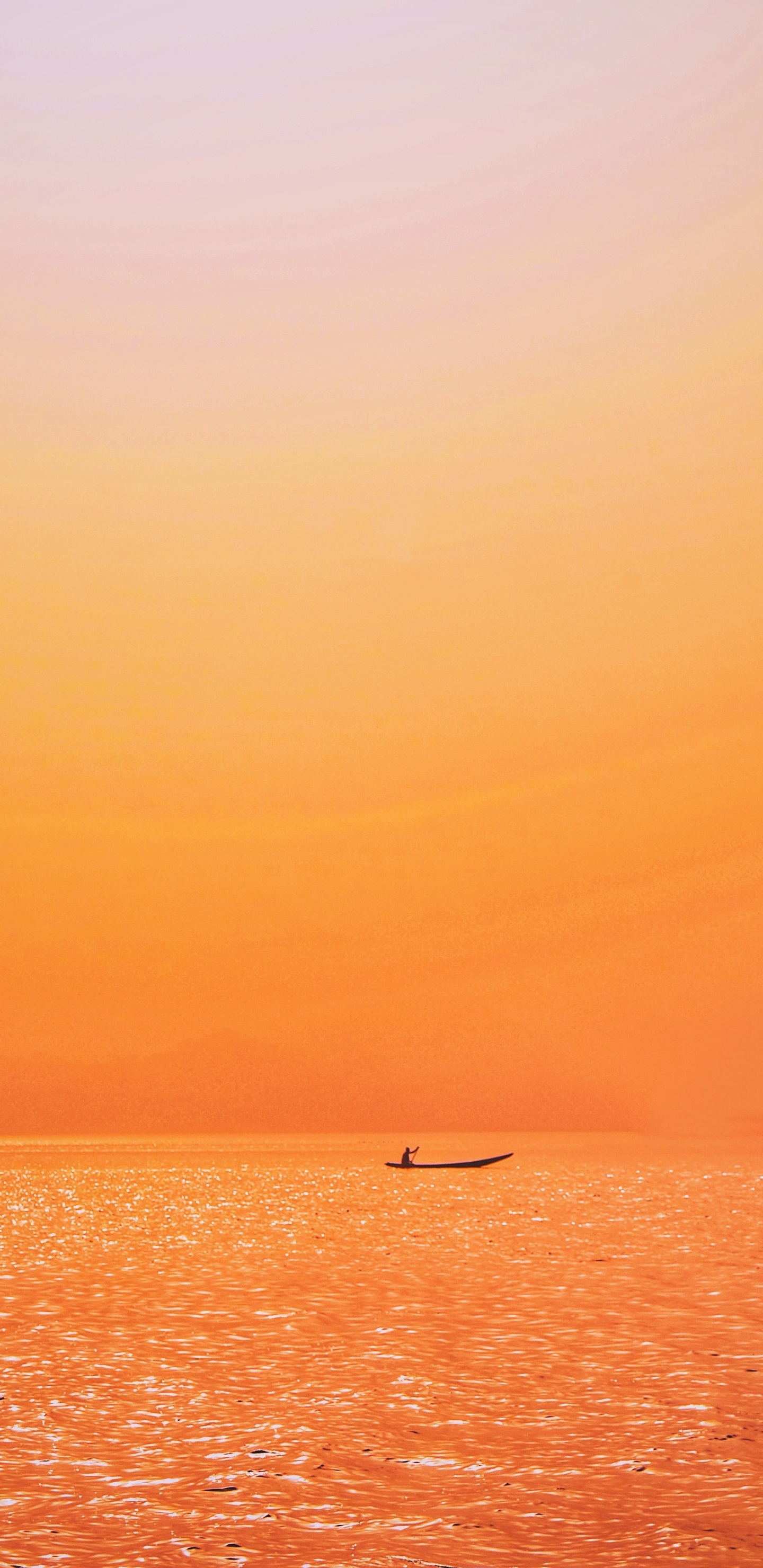 Horizon, Orange, Sea, Afterglow, Sunrise. Wallpaper in 1440x2960 Resolution