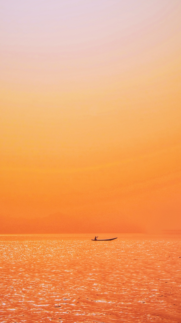 Horizon, Orange, Sea, Afterglow, Sunrise. Wallpaper in 720x1280 Resolution