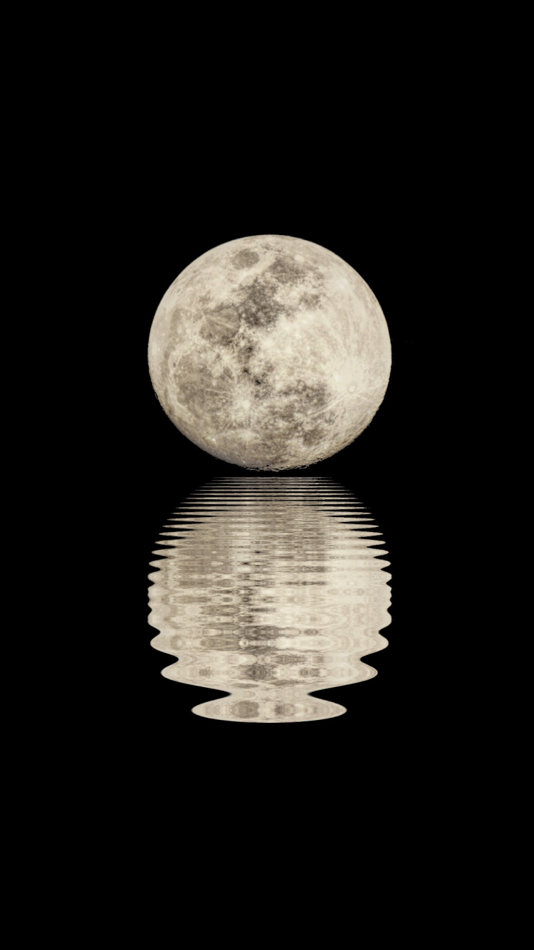 Moon, Moonlight, Full Moon, Reflection, Water. Wallpaper in 750x1334 Resolution