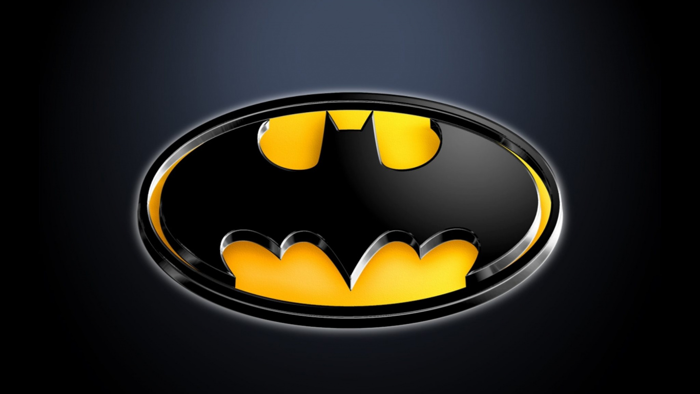 Yellow and Black Batman Logo. Wallpaper in 1366x768 Resolution