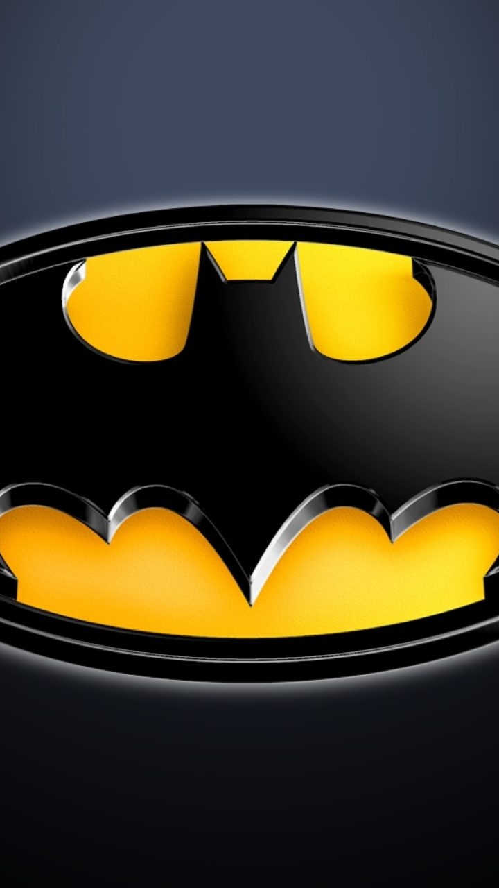 Yellow and Black Batman Logo. Wallpaper in 720x1280 Resolution