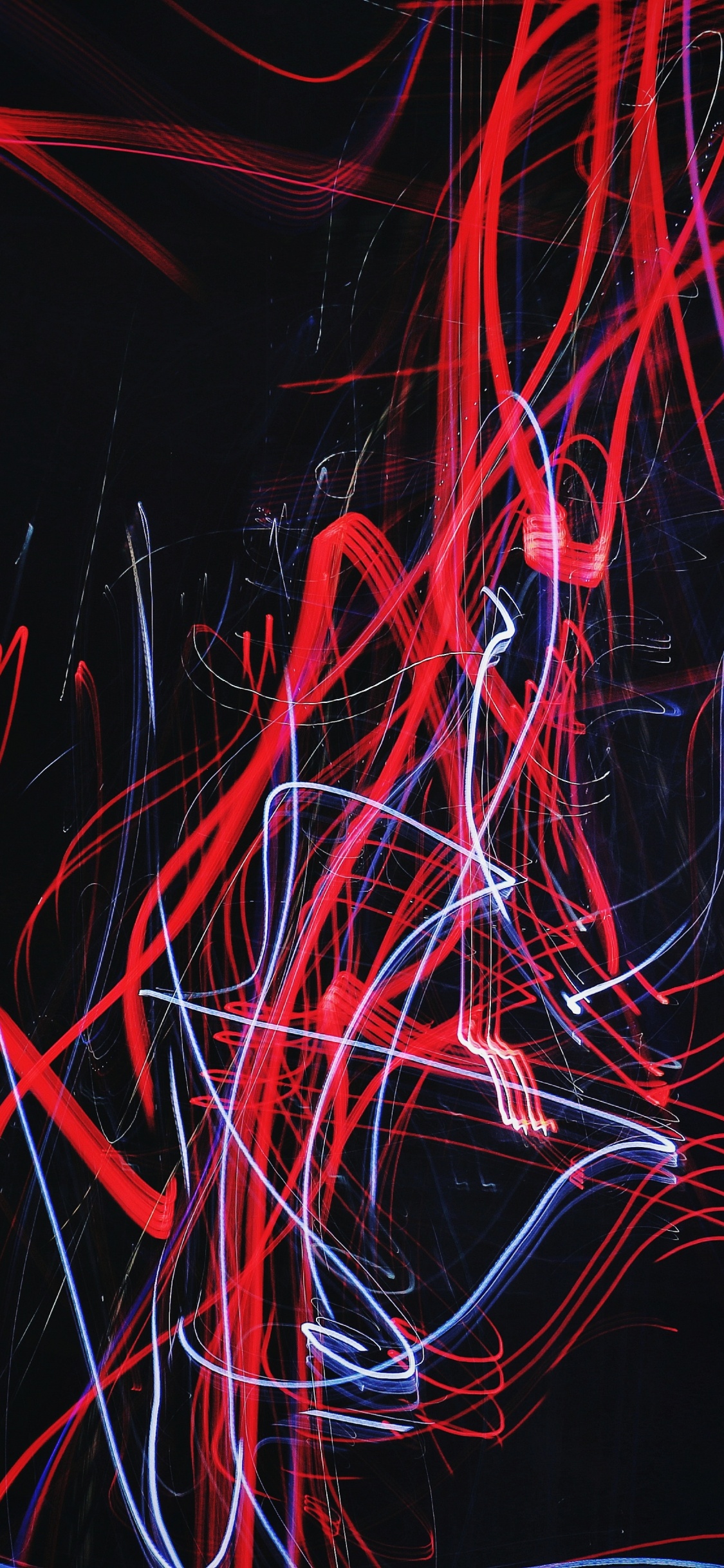 Red and Blue Light Streaks. Wallpaper in 1125x2436 Resolution