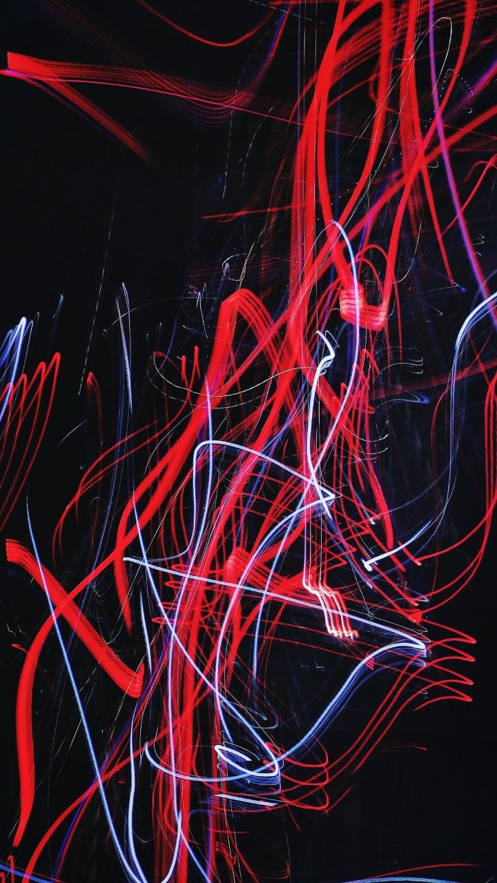 Red and Blue Light Streaks. Wallpaper in 720x1280 Resolution