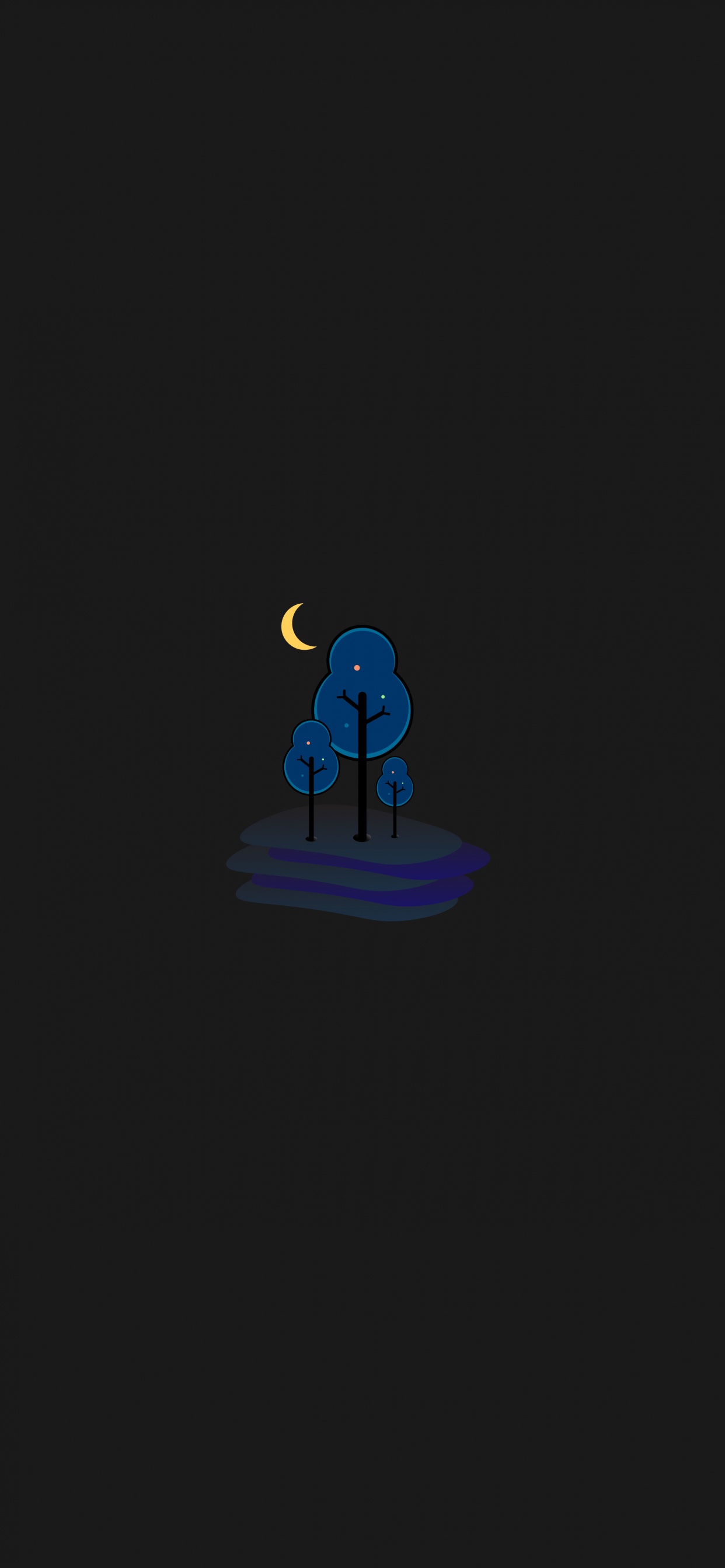 Minimalism, Darkness, Animation, Cartoon, Crescent. Wallpaper in 1242x2688 Resolution