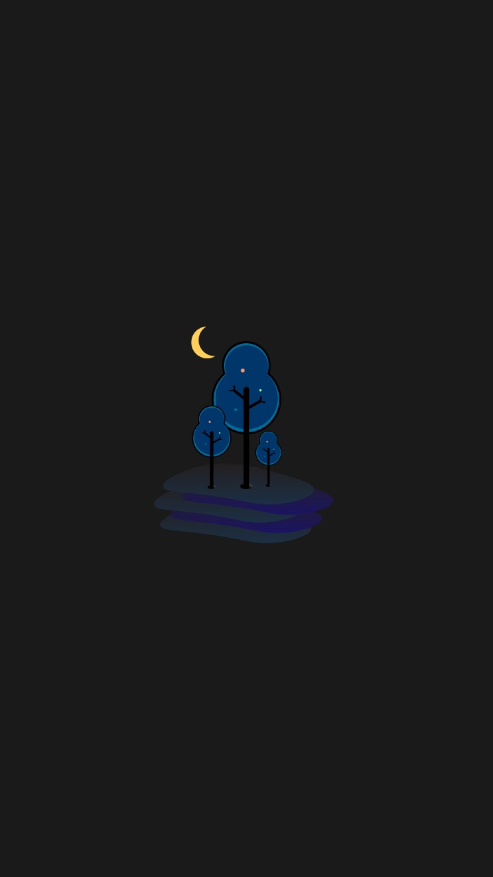Minimalism, Darkness, Animation, Cartoon, Crescent. Wallpaper in 720x1280 Resolution
