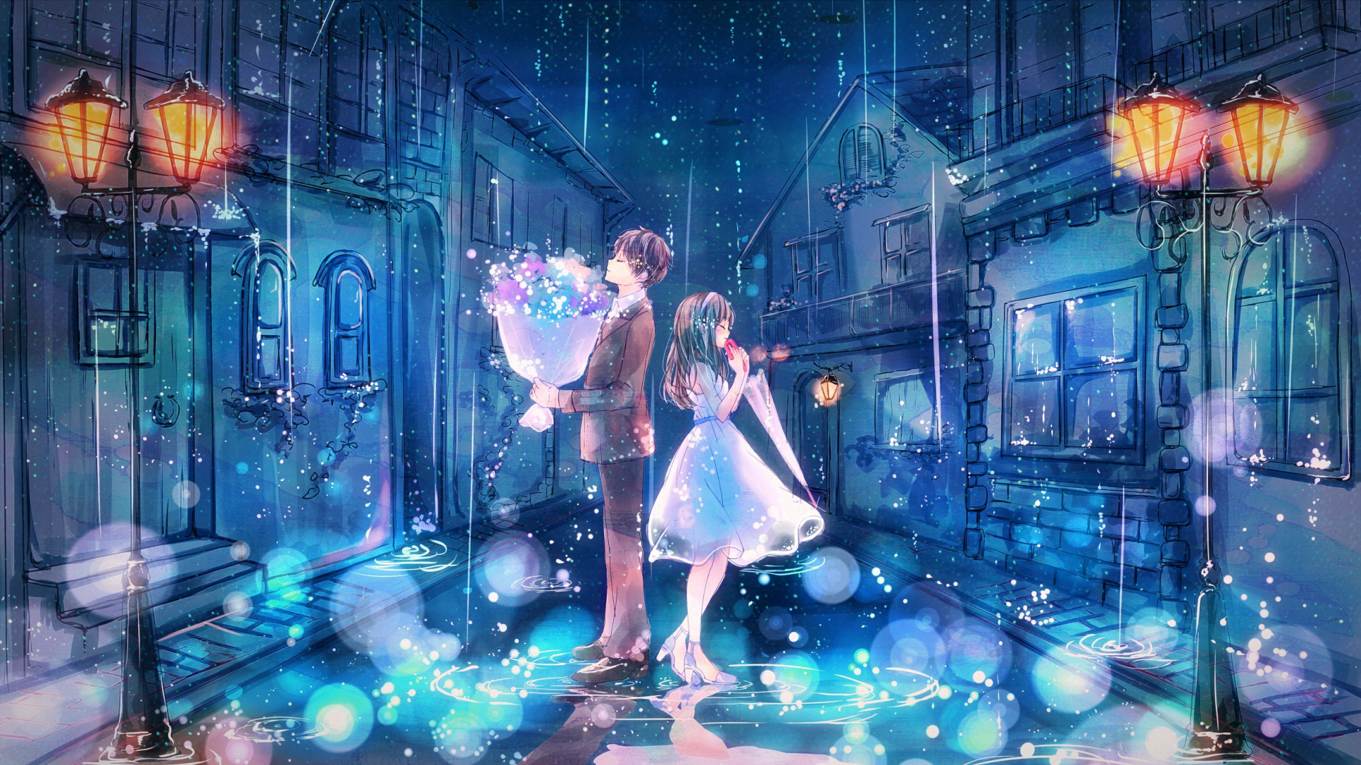 Wallpaper Anime, Kawaii, Blue, Purple, Dress, Background - Download Free  Image