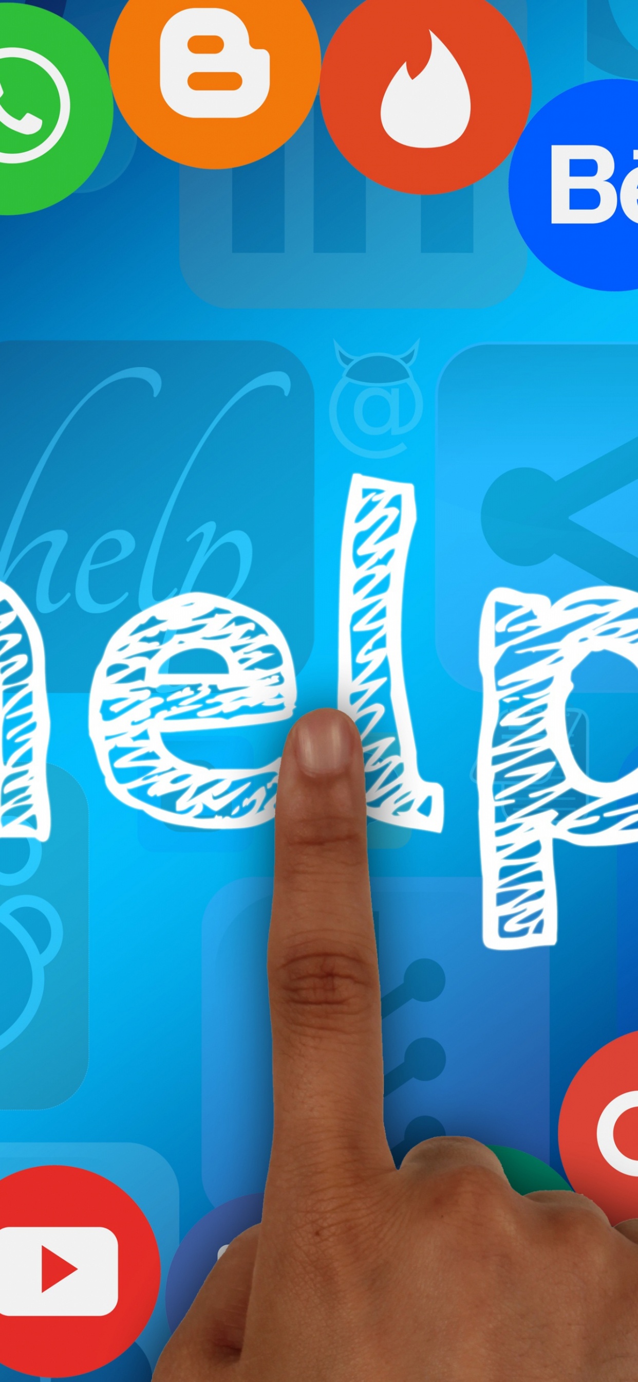 Personenhand Mit Blauem Hintergrund. Wallpaper in 1242x2688 Resolution