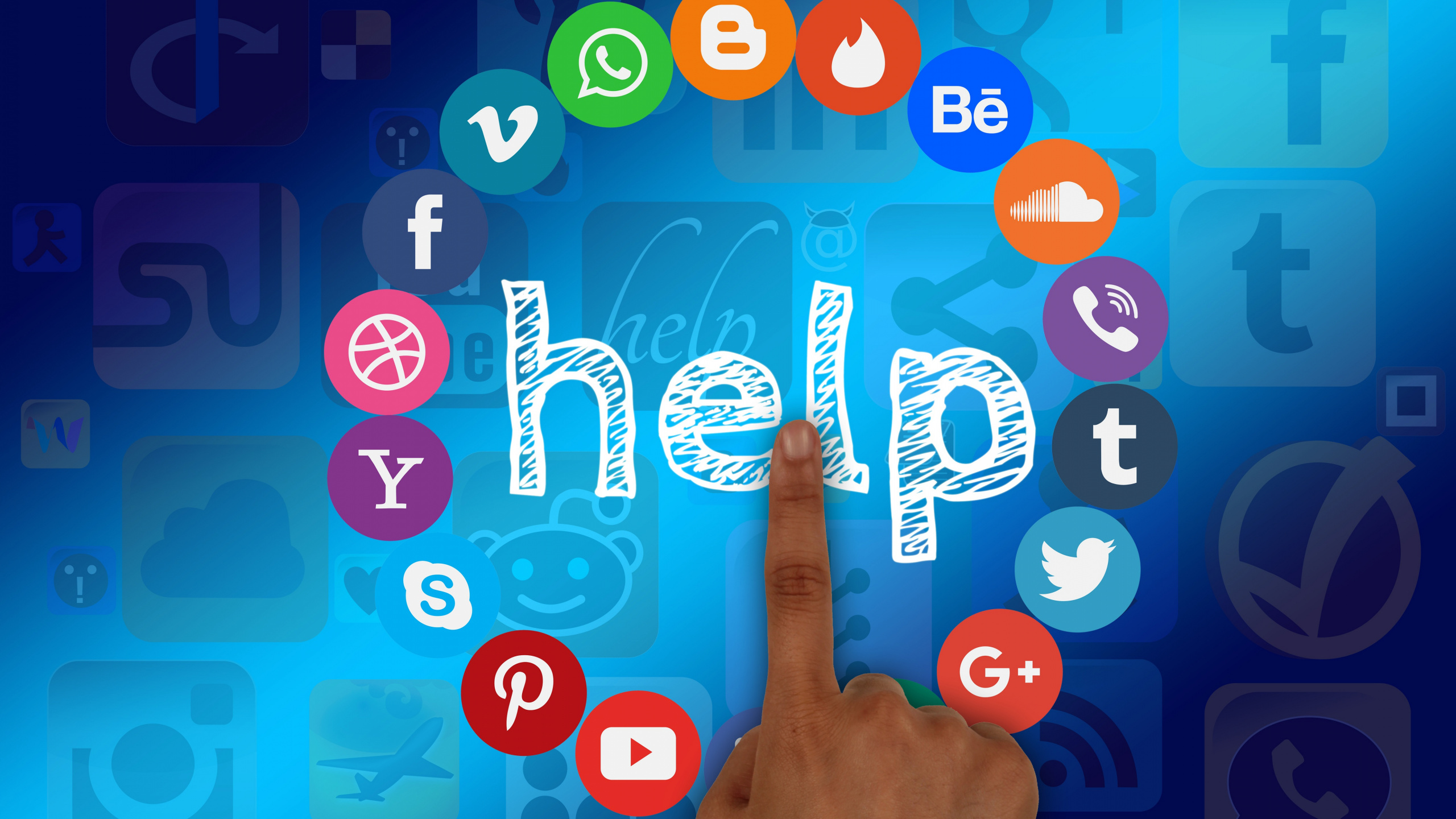 Personenhand Mit Blauem Hintergrund. Wallpaper in 2560x1440 Resolution