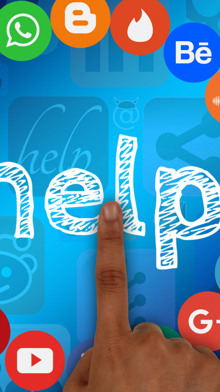 Personenhand Mit Blauem Hintergrund. Wallpaper in 750x1334 Resolution