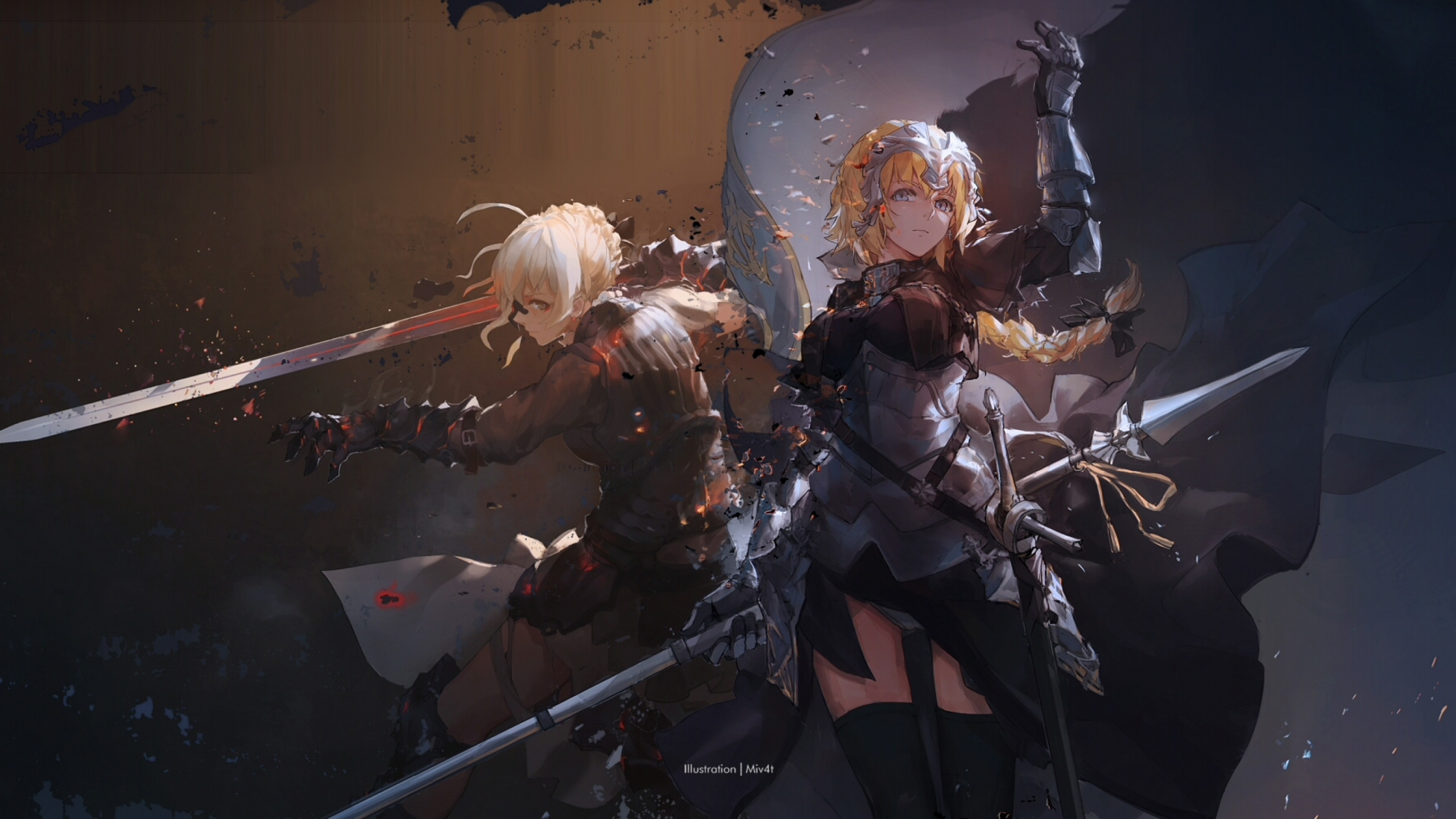 Anime, Jeanne d Arc and Saber, Saber, Saber Alter, Jeanne Alter. Wallpaper in 2560x1440 Resolution