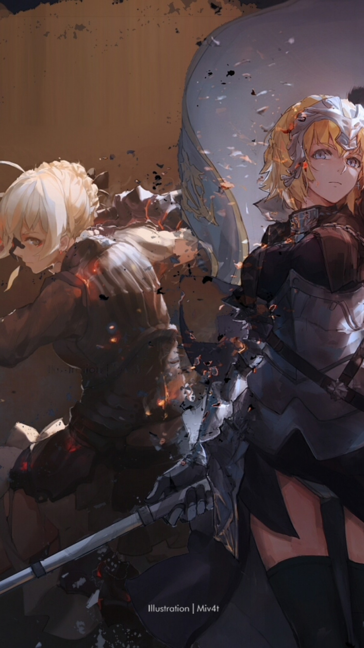 Anime, Jeanne d Arc and Saber, Saber, Saber Alter, Jeanne Alter. Wallpaper in 750x1334 Resolution