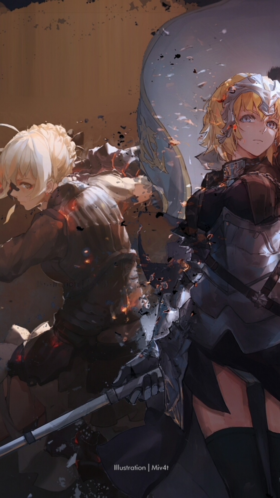 L'anime, Jeanne d Arc et Sabre, Sabre Alter, Jeanne Alter, Manche. Wallpaper in 1080x1920 Resolution