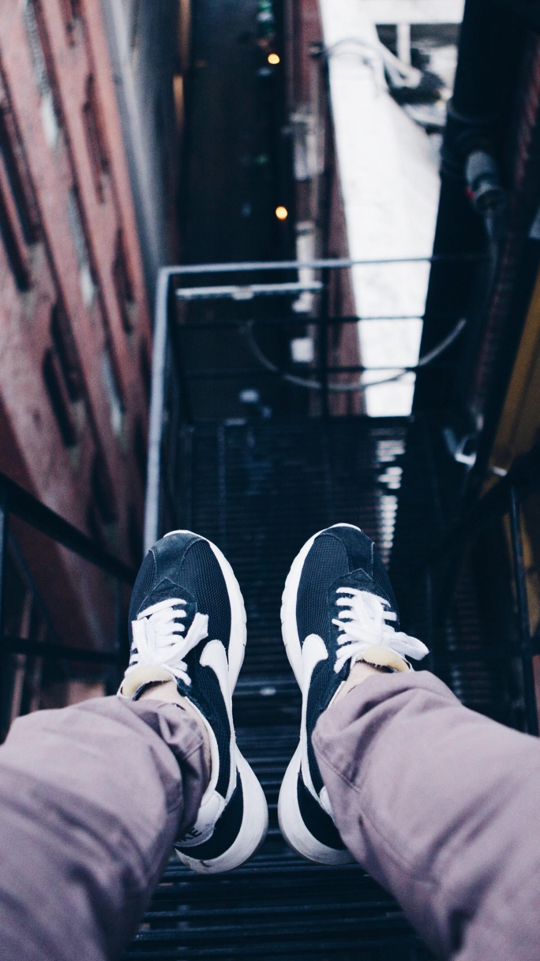 Person in Black and White Sneakers. Wallpaper in 1080x1920 Resolution