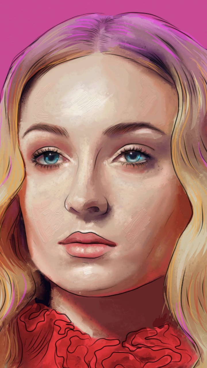Sophie Turner, Game of Thrones, Face, Hair, Pink. Wallpaper in 720x1280 Resolution