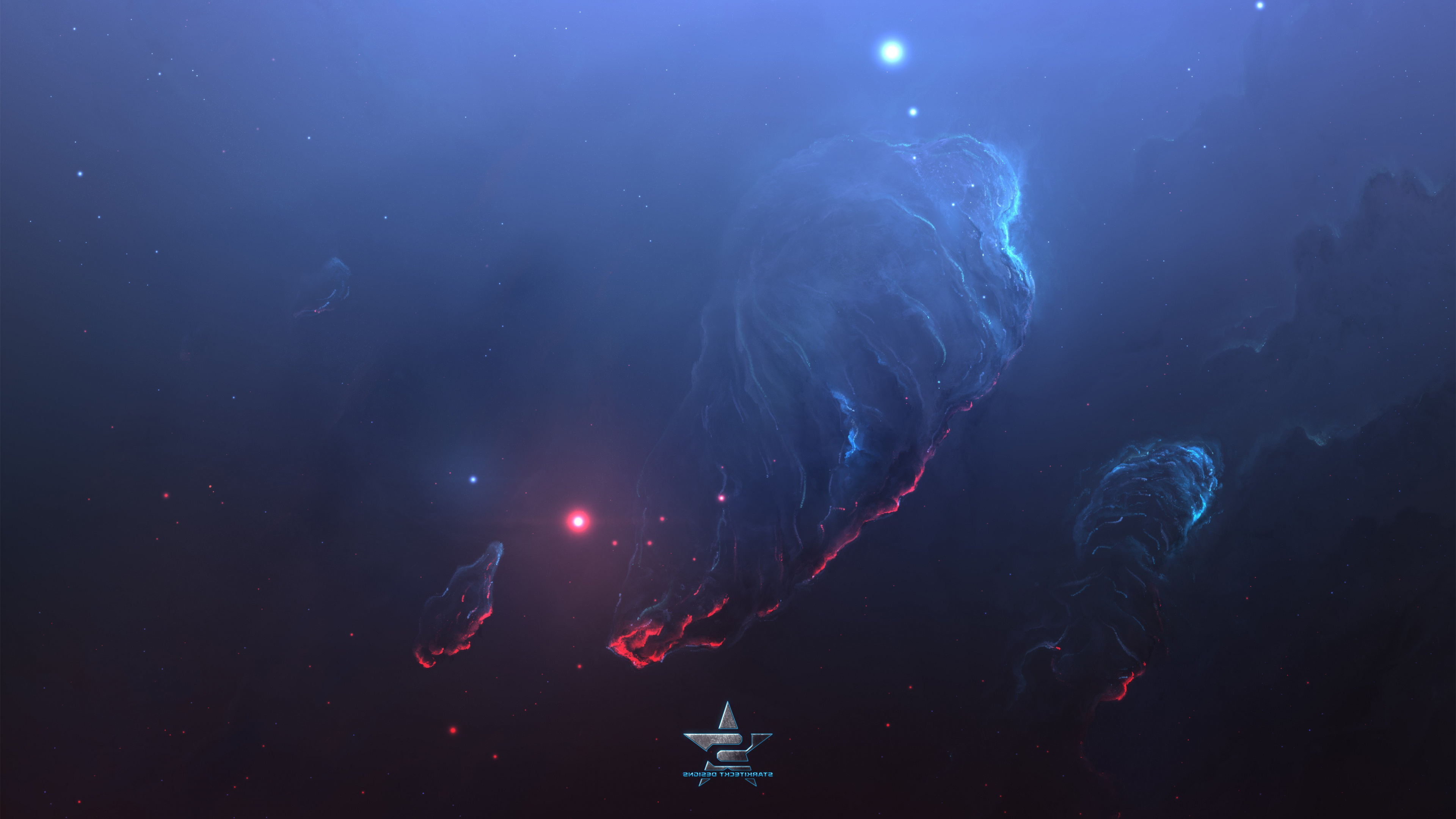 Peinture Abstraite Bleue et Blanche. Wallpaper in 3840x2160 Resolution