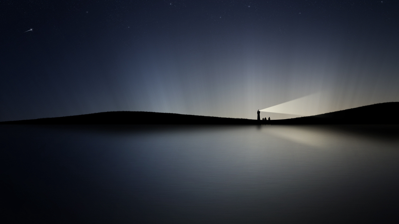 Edificio de Hormigón Blanco en el Cuerpo de Agua Durante la Noche. Wallpaper in 1280x720 Resolution