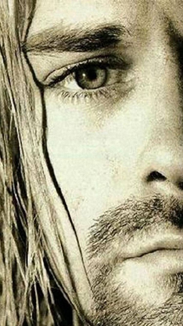 Nirwana, Musiker, Gesichtsbehaarung, Nase, Close Up. Wallpaper in 750x1334 Resolution